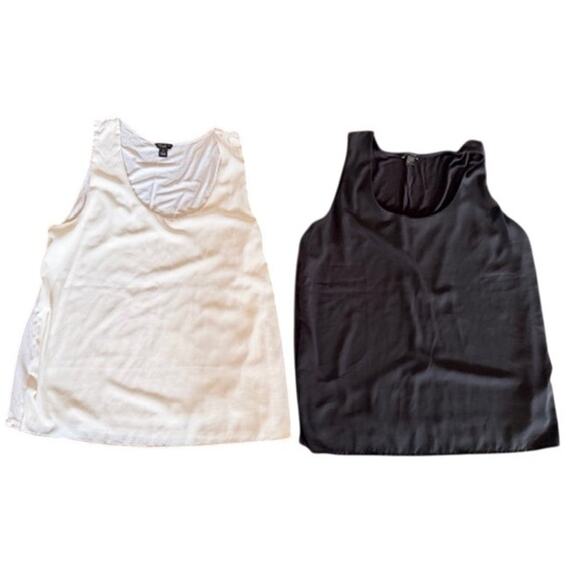 Ann Taylor Sleeveless Blouse Bundle White & Black Women’s L / LP - Picture 2 of 7